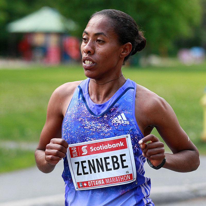 Aberu Mekuria Zennebe competes at the 2015 Ottawa Marathon. Credit: PhotoRun 