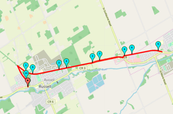 Lindsay Khan Running Route Russell Ontario