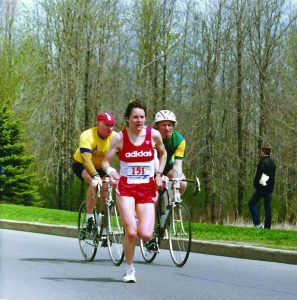 Silvia Ruegger leads at the 1984 Ottawa Marathon